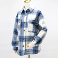 Patchwork Plaid Long Polo Collar Dust Coat